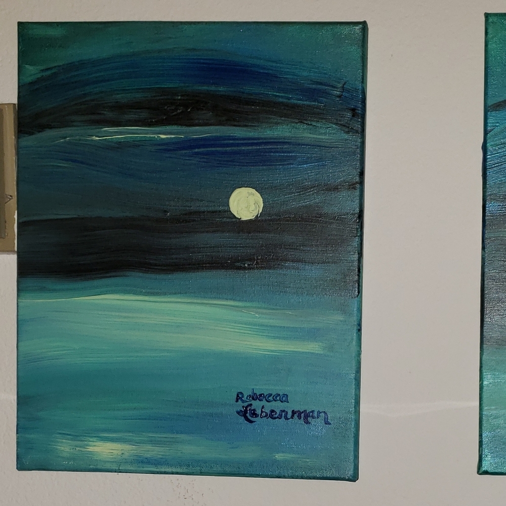 ON SALE 2 Acrylic Paintings on Canvas by Rebecca Leberman